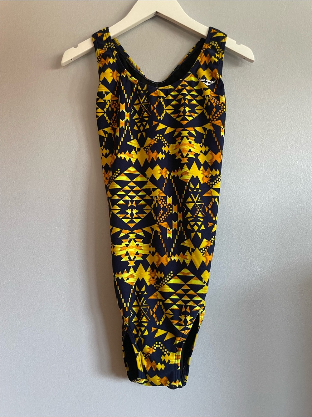 The Finals Geometric-Print One-Piece Swimsuit in Yellow, Blue and Orange